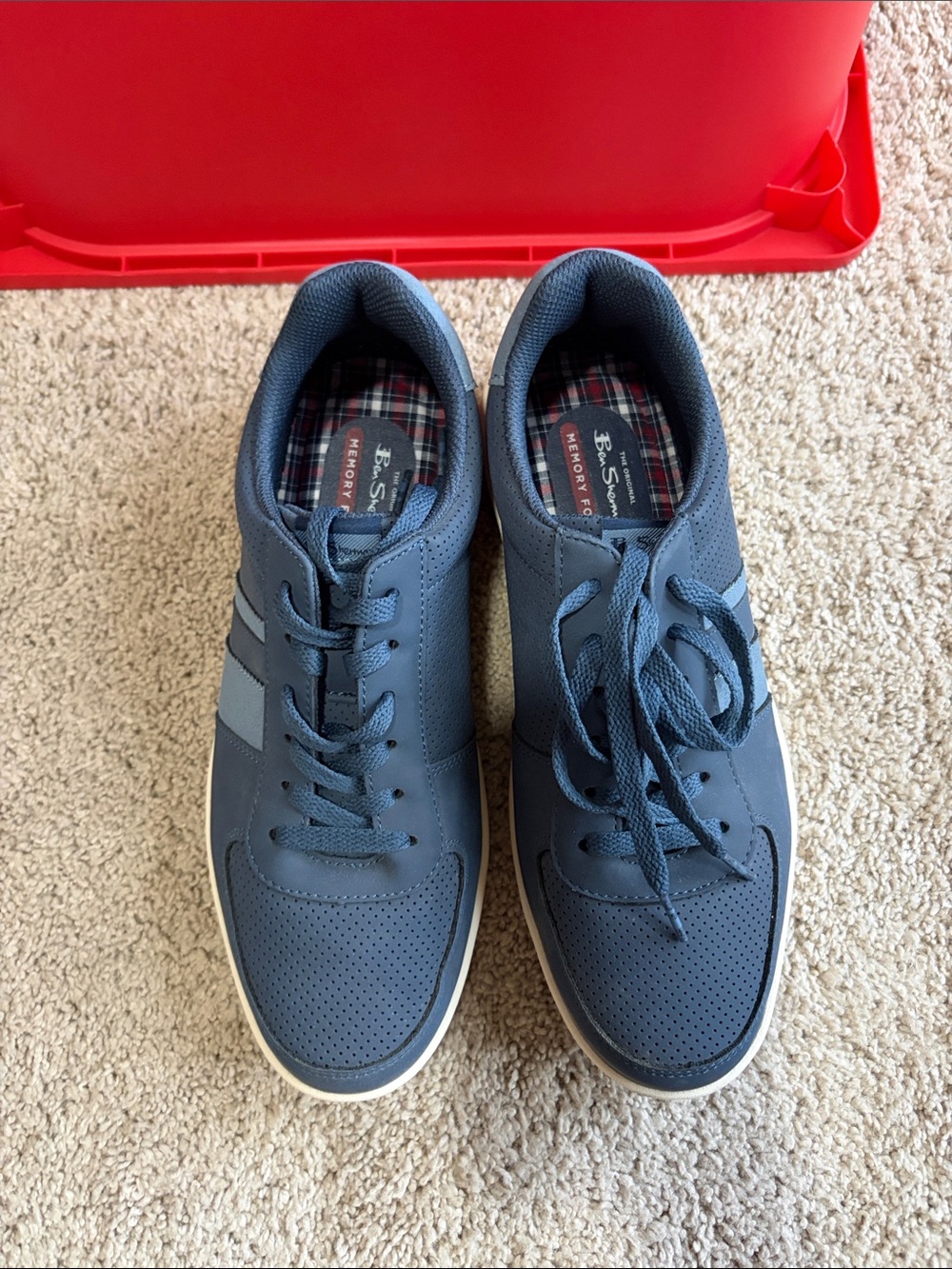 Ben Sherman Men's Blue Perforated Lace-Up Sneakers